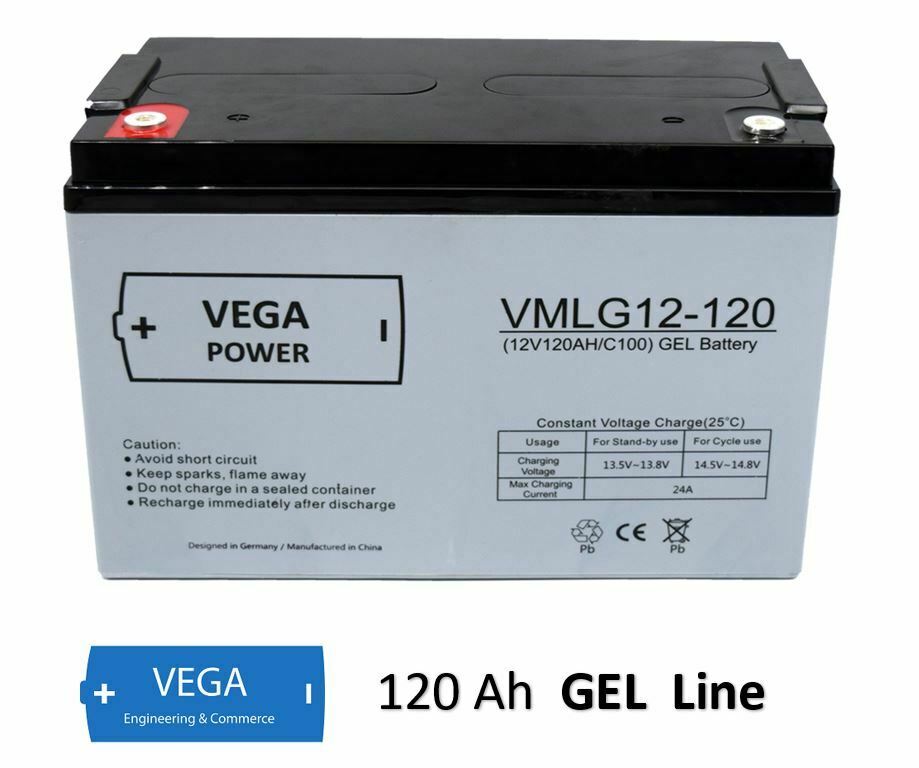 12V 120Ah C100 GEL Batterie Akku Vega Power